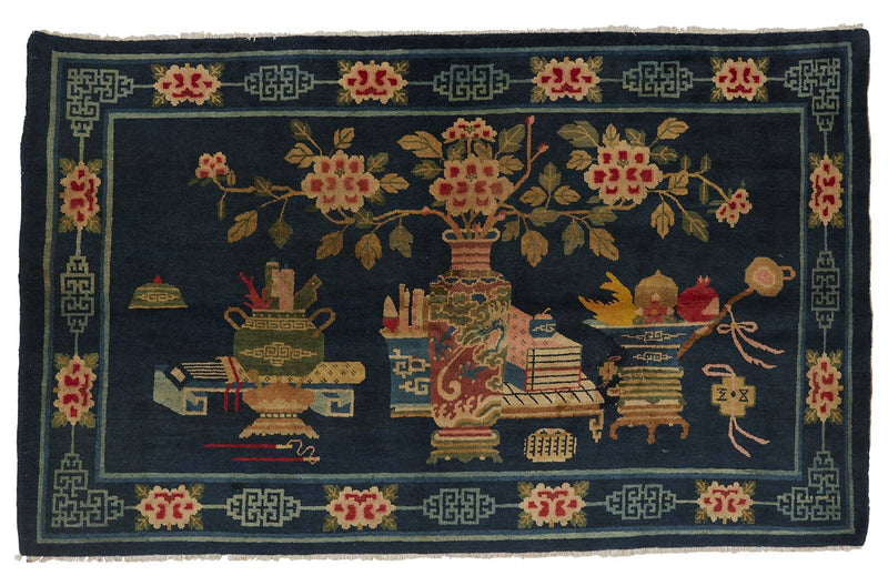 ANTIQUE CHINESE PAO TAO DO BLUE 4' 2'' x 6' 10''