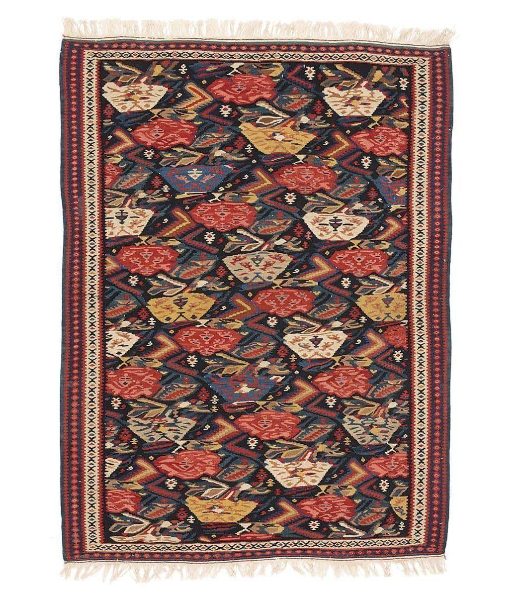 Antique Fine Senneh Kilim Traditional Rug